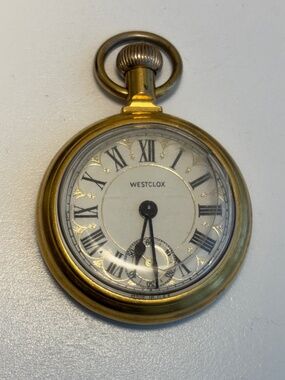 Westclox “The Conductor” Railroad Train Pocket Watch Wind-Up – Working / Broken